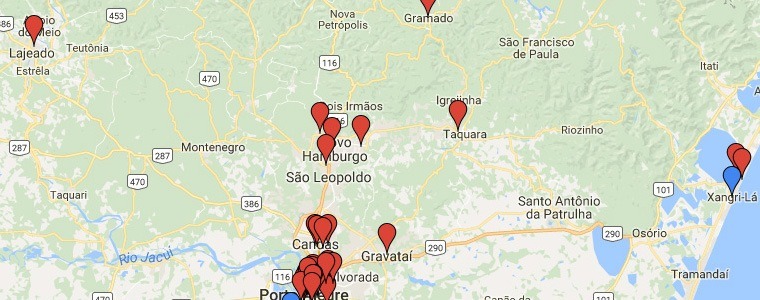 Mapa de Lojas Vó Enery no Google